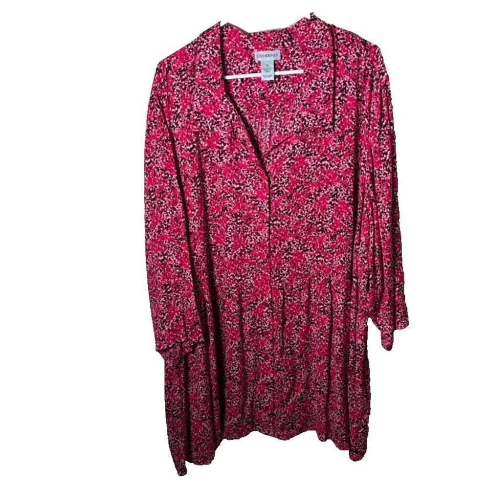 Catherines Shirt Women's 4X Pink Button Up 3/4 Sleeve Collared Casual Shirt NWT